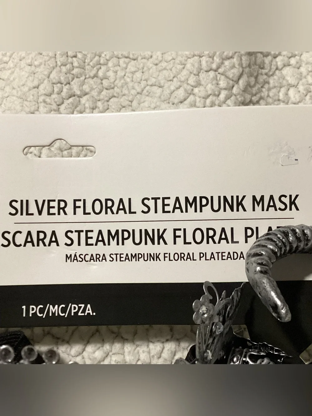 Horned Gothic Mask Masquerade Silver-Tone Filigree Floral Butterfly Steampunk